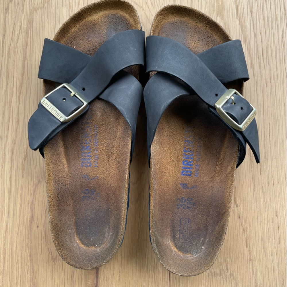 Birkenstock Sienna Black Leather Sandals Size 36 US Size 5.0-5.5